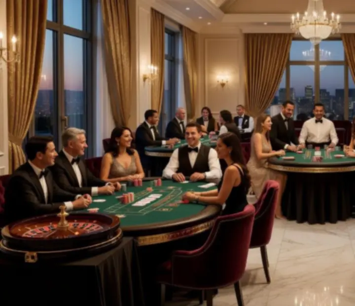 Eleganckie mobilne kasyno na luksusowym evencie