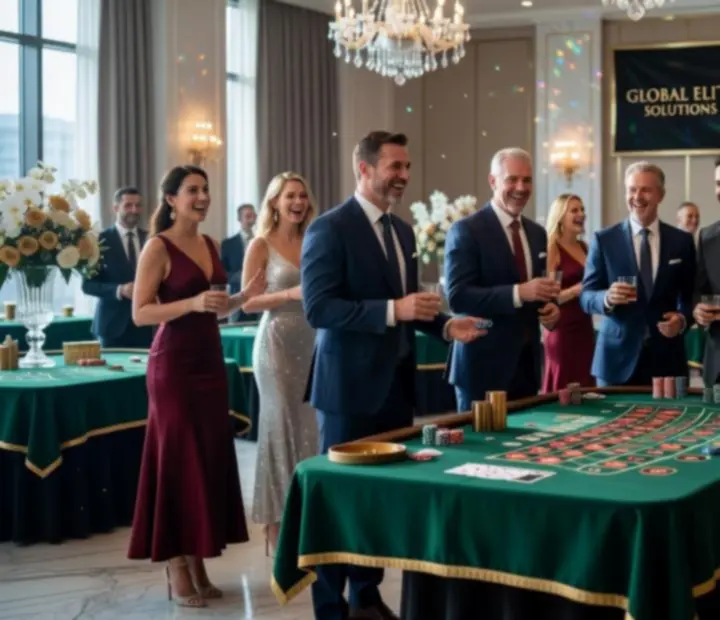 Portfoliowe ujęcie eleganckiej strefy kasynowej podczas eventu firmowego