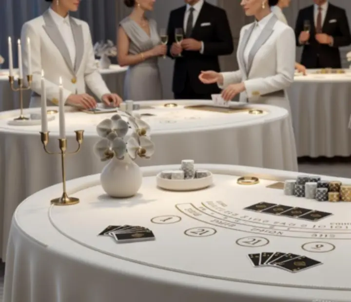 Eleganckie stoły do blackjacka z designerskimi dodatkami i luksusową scenografią